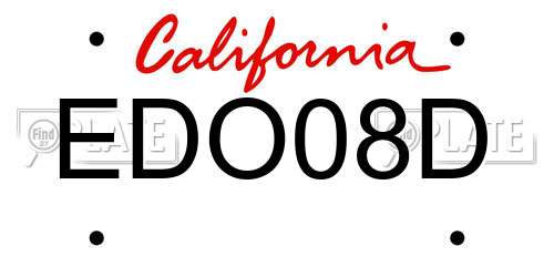 EDO08D California License Plate