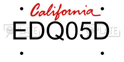 EDQ05D California License Plate