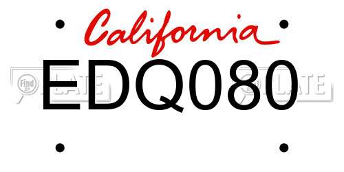 EDQ080 California License Plate