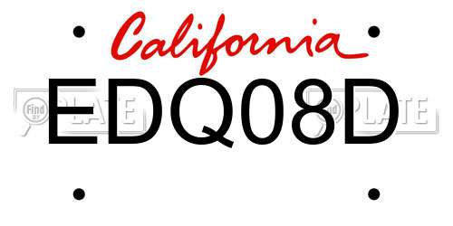 EDQ08D California License Plate