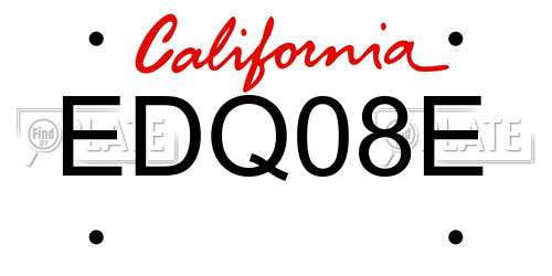 EDQ08E California License Plate