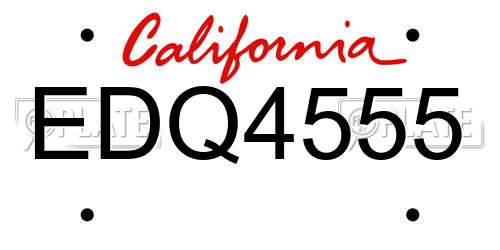 EDQ4555 California License Plate
