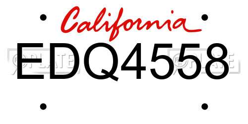 EDQ4558 California License Plate