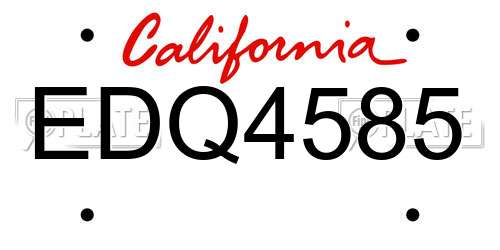 EDQ4585 California License Plate
