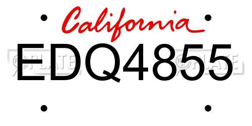 EDQ4855 California License Plate