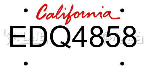 EDQ4858 California License Plate