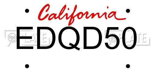 EDQD50 California License Plate
