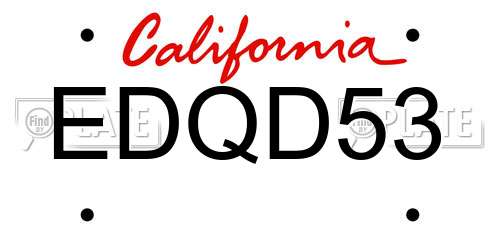 EDQD53 California License Plate