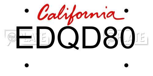 EDQD80 California License Plate