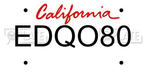 EDQO80 California License Plate