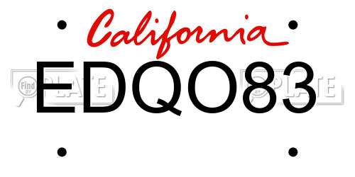 EDQO83 California License Plate