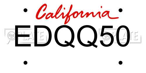 EDQQ50 California License Plate