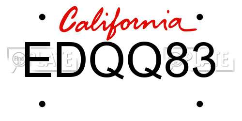 EDQQ83 California License Plate