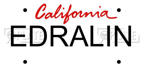 EDRALIN California License Plate