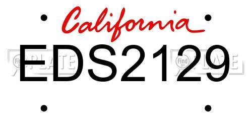 EDS2129 California License Plate