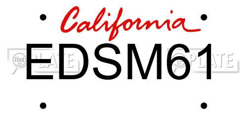 EDSM61 California License Plate