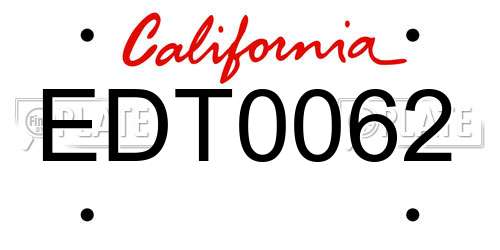 EDT0062 California License Plate