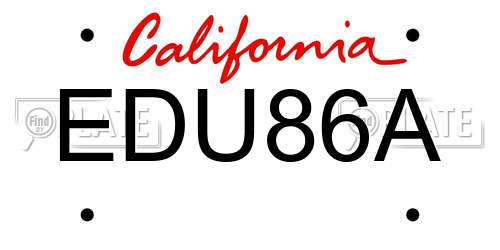 EDU86A California License Plate
