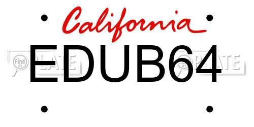 EDUB64 California License Plate