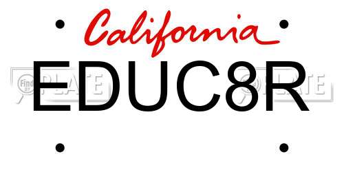 EDUC8R California License Plate