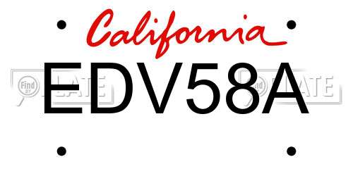EDV58A California License Plate