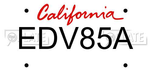 EDV85A California License Plate