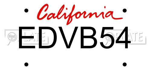 EDVB54 California License Plate