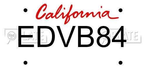 EDVB84 California License Plate