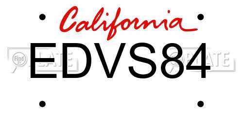 EDVS84 California License Plate