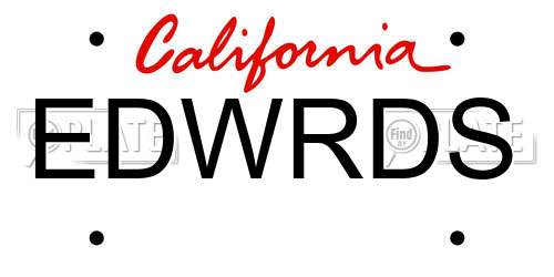 EDWRDS California License Plate