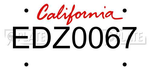 EDZ0067 California License Plate