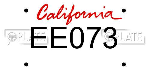 EE073 California License Plate