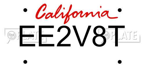 EE2V8T California License Plate