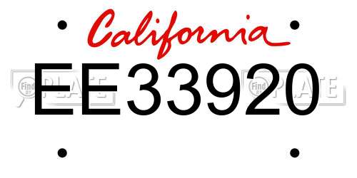 EE33920 California License Plate