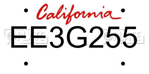 EE3G255 California License Plate