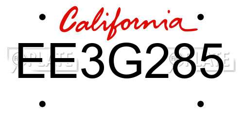 EE3G285 California License Plate