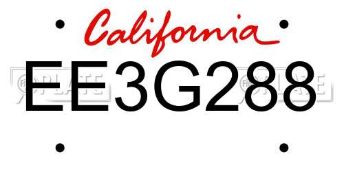EE3G288 California License Plate