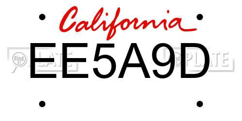 EE5A9D California License Plate