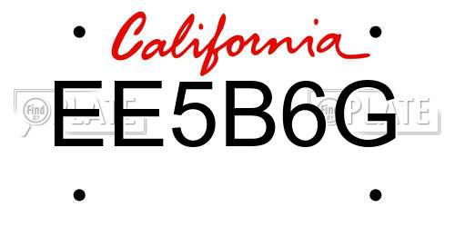 EE5B6G California License Plate