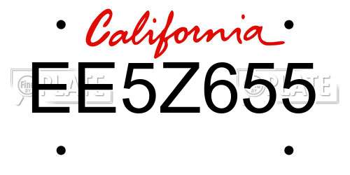 EE5Z655 California License Plate