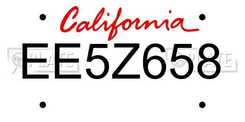EE5Z658 California License Plate