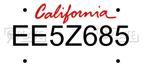 EE5Z685 California License Plate