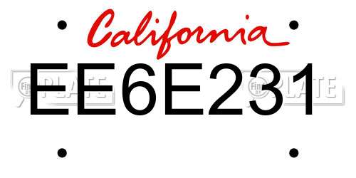 EE6E231 California License Plate
