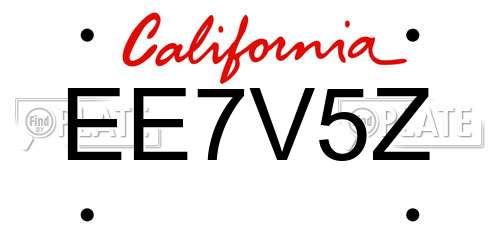 EE7V5Z California License Plate