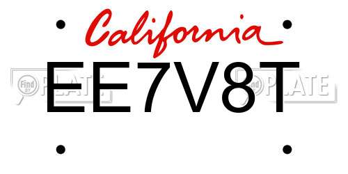 EE7V8T California License Plate