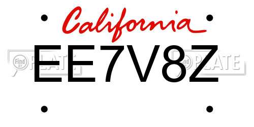 EE7V8Z California License Plate