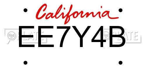 EE7Y4B California License Plate