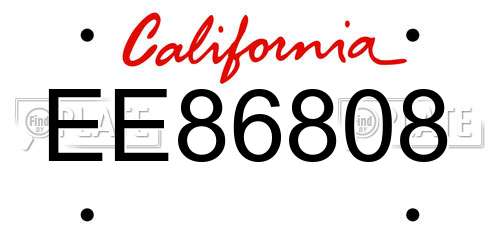 EE86808 California License Plate