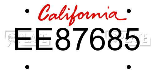 EE87685 California License Plate