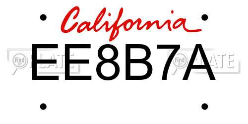 EE8B7A California License Plate